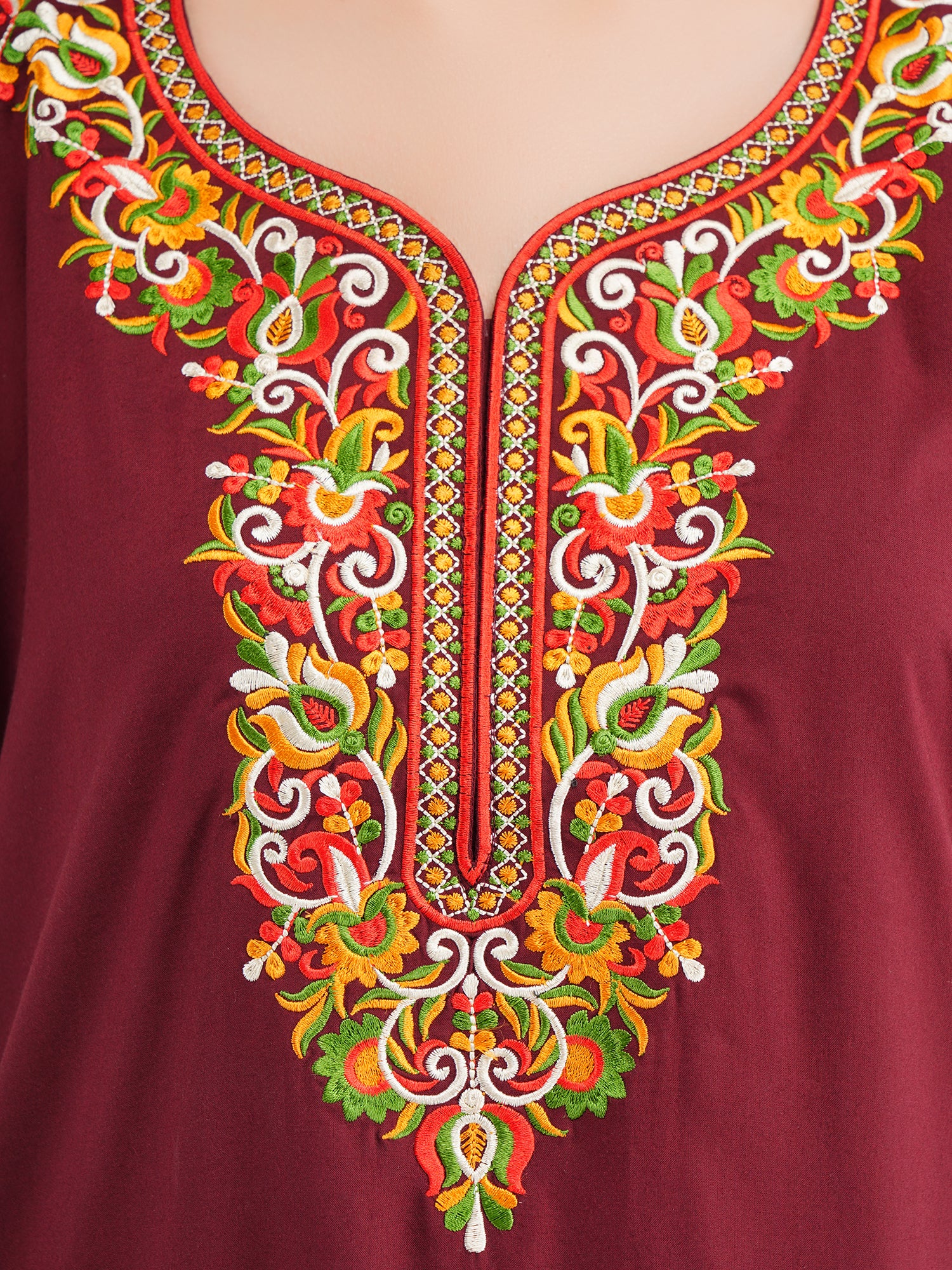 Paan shaped Embroidery Nightgown