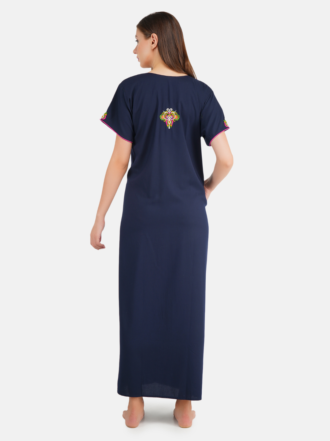 Paan shaped Embroidery Nightgown