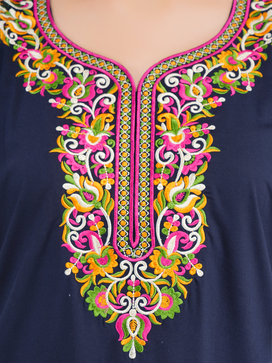 Paan shaped Embroidery Nightgown