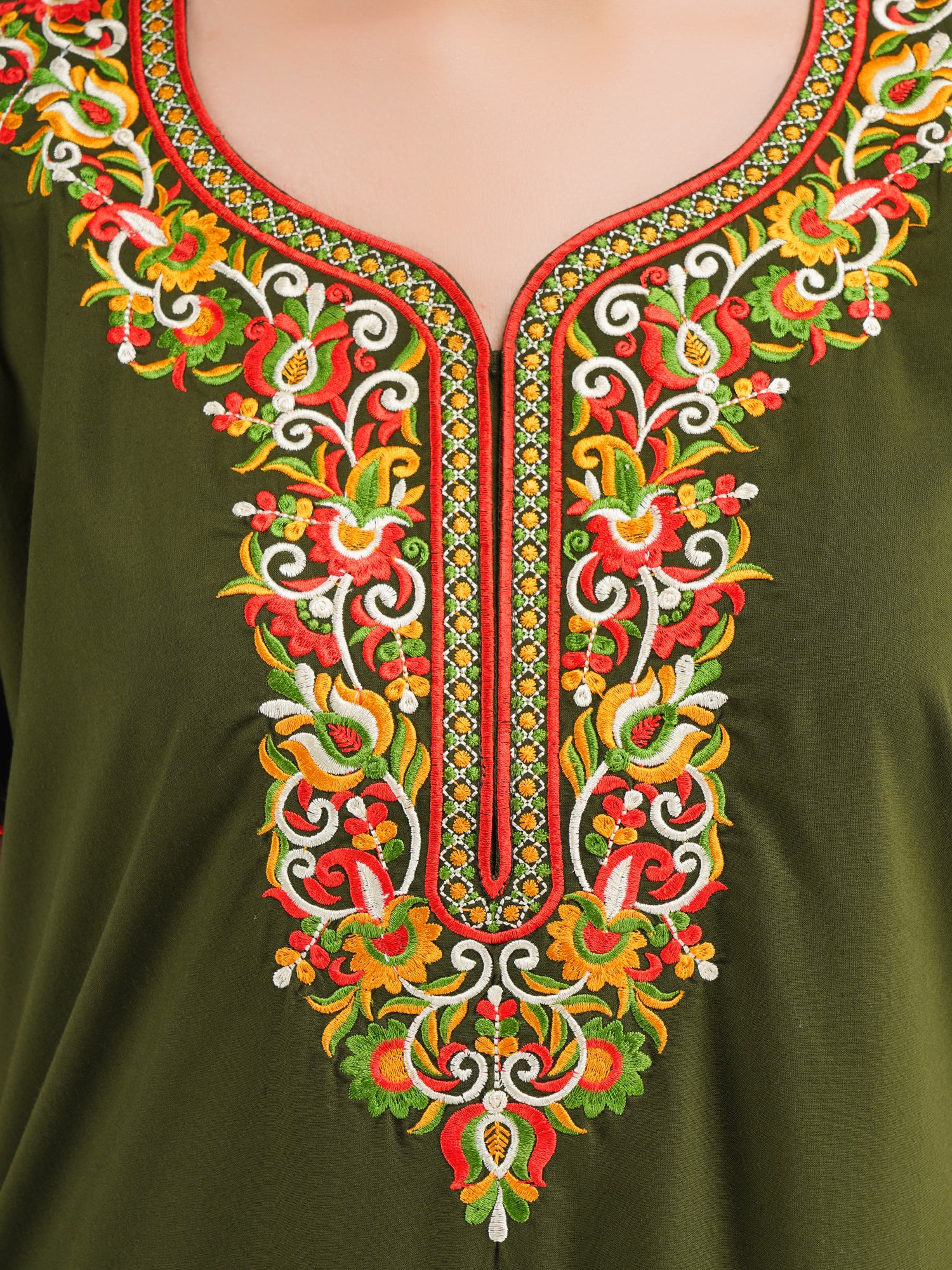Paan shaped Embroidery Nightgown