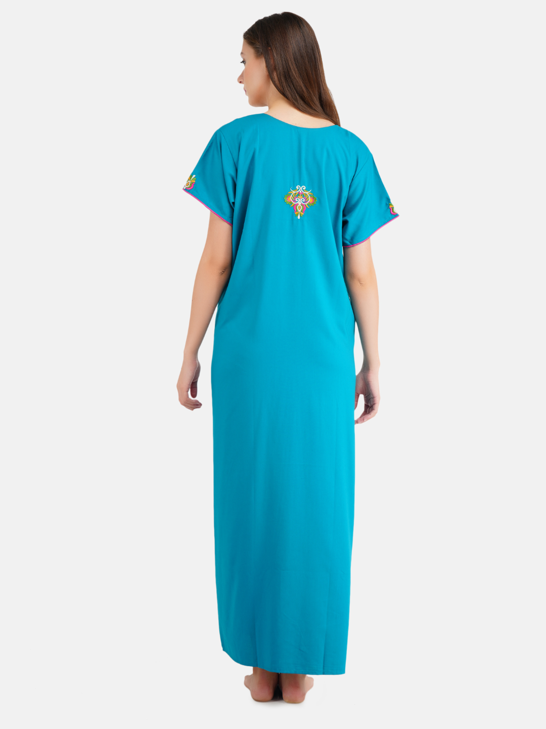 Paan shaped Embroidery Nightgown
