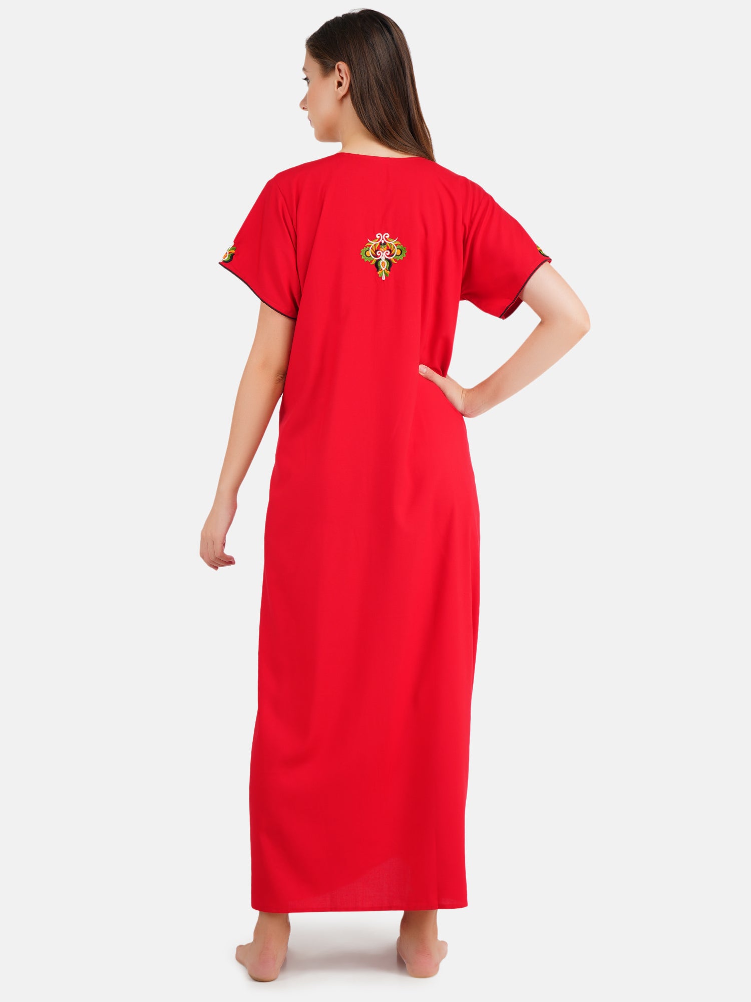 Paan shaped Embroidery Nightgown