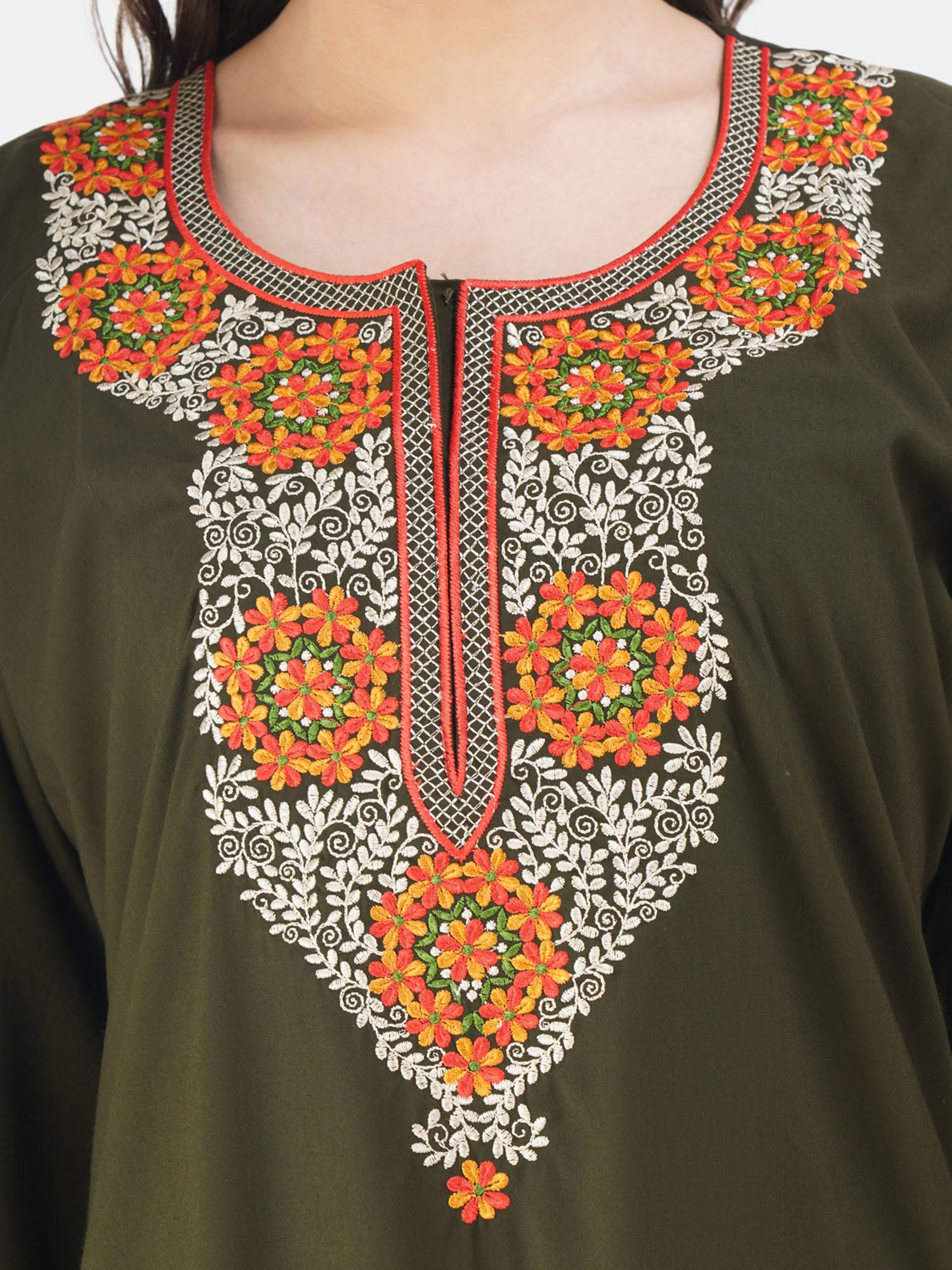 Nine Flowers Embroidery Night Gown