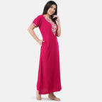 White Six Floral Embroidered Nightgown