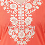 White Six Floral Embroidered Nightgown