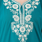 White Six Floral Embroidered Nightgown