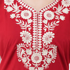 White Six Floral Embroidered Nightgown