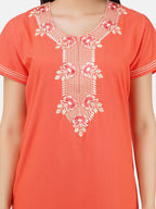 White Eleven Floral Embroidered  Nightgown