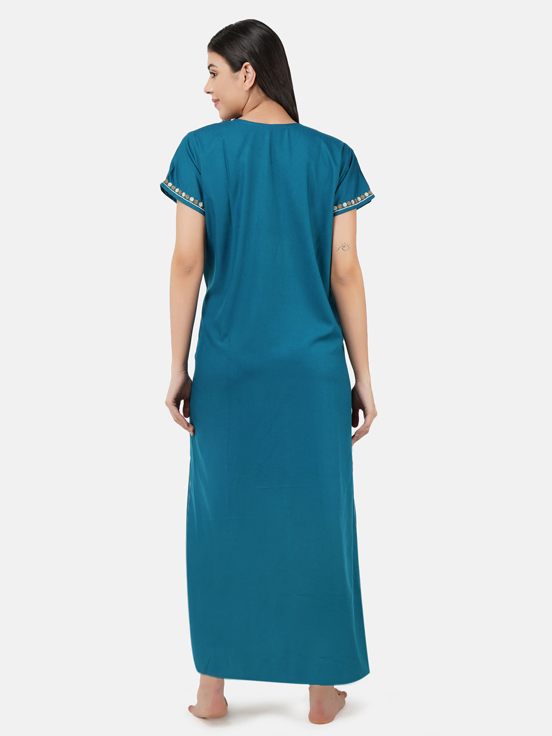 Rose Shaped Embroidery Night Gown