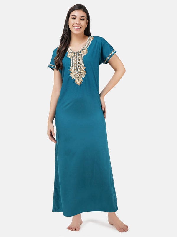 Rose Shaped Embroidery Night Gown