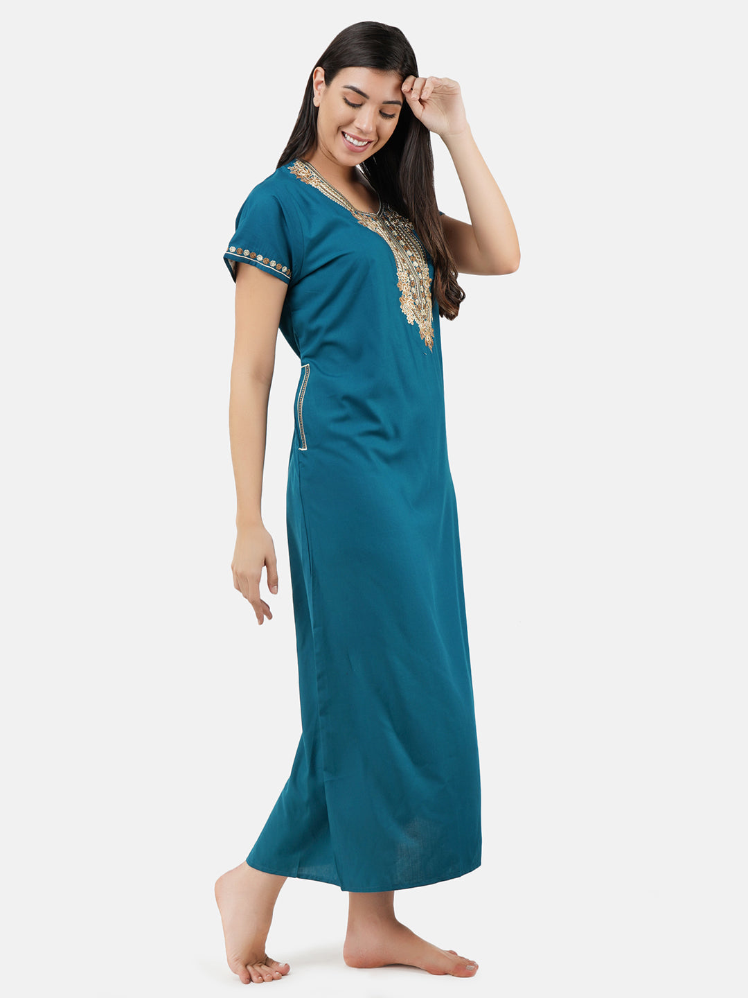Rose Shaped Embroidery Night Gown