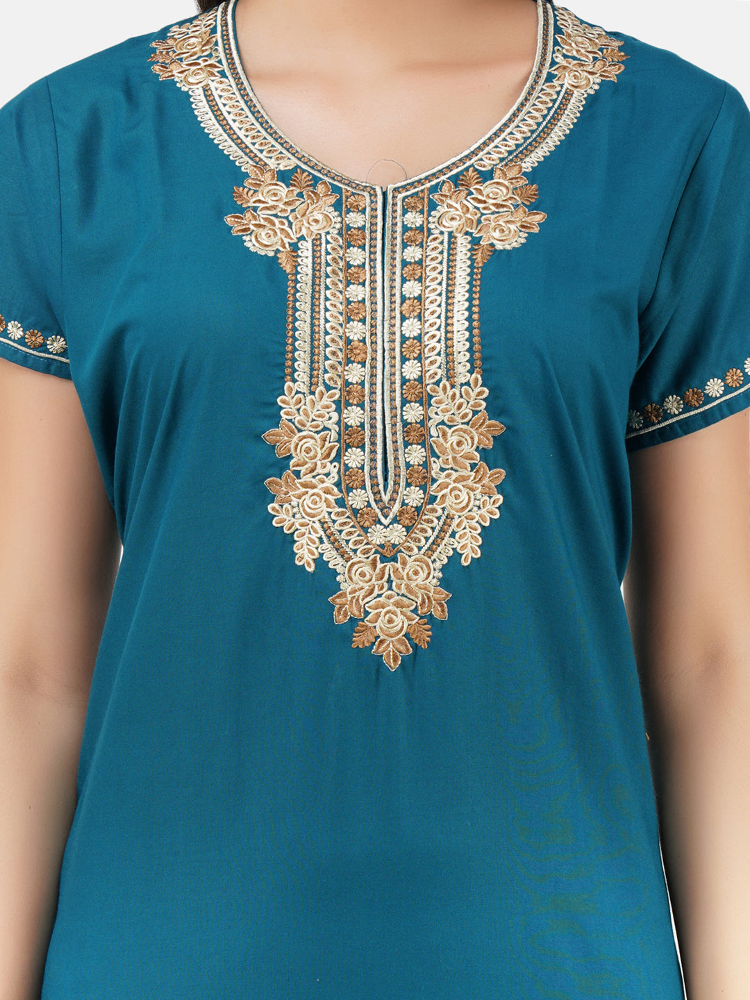 Rose Shaped Embroidery Night Gown