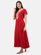 Rose Shaped Embroidery Night Gown