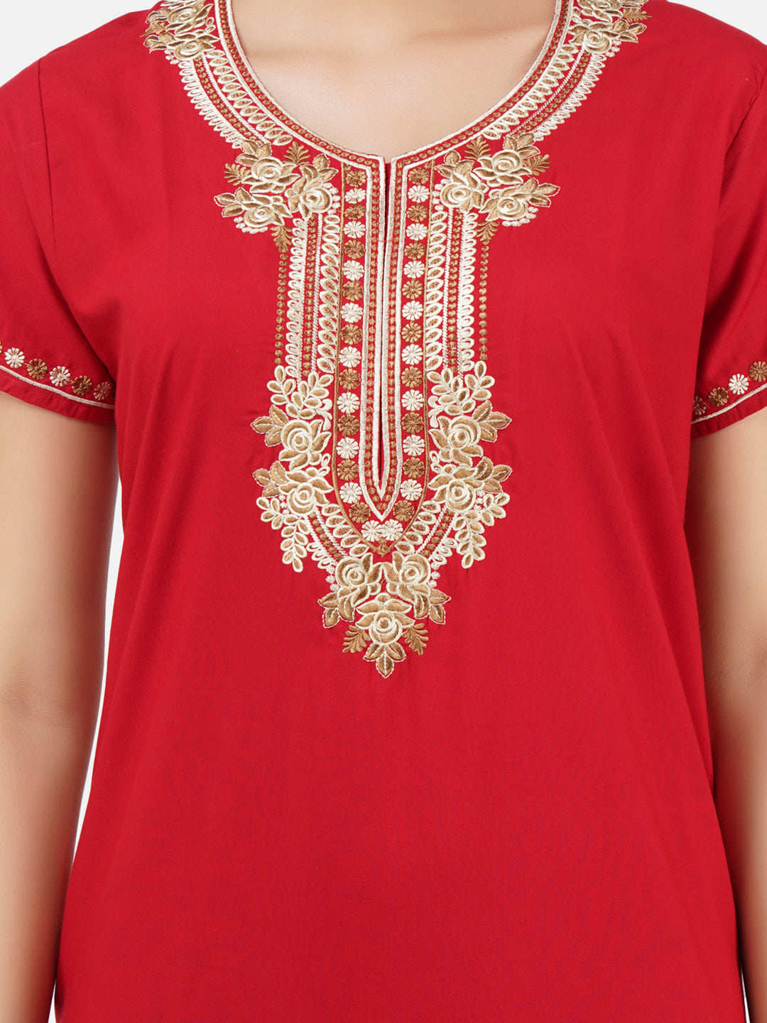 Rose Shaped Embroidery Night Gown