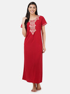 White Eleven Floral Embroidered  Nightgown