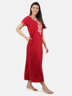 White Eleven Floral Embroidered  Nightgown