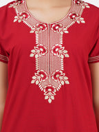 White Eleven Floral Embroidered  Nightgown