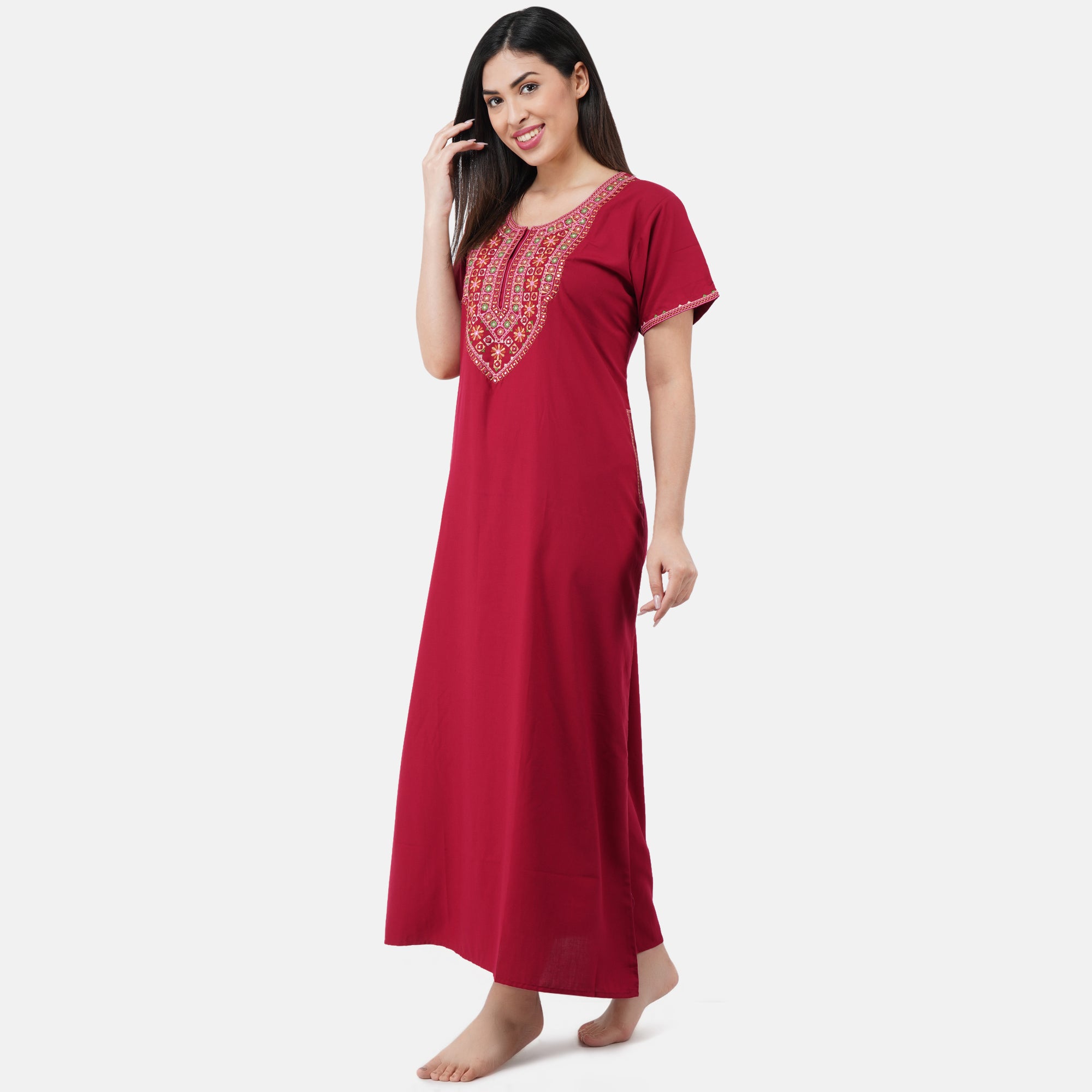 Mirror Embroidery  Night Gown