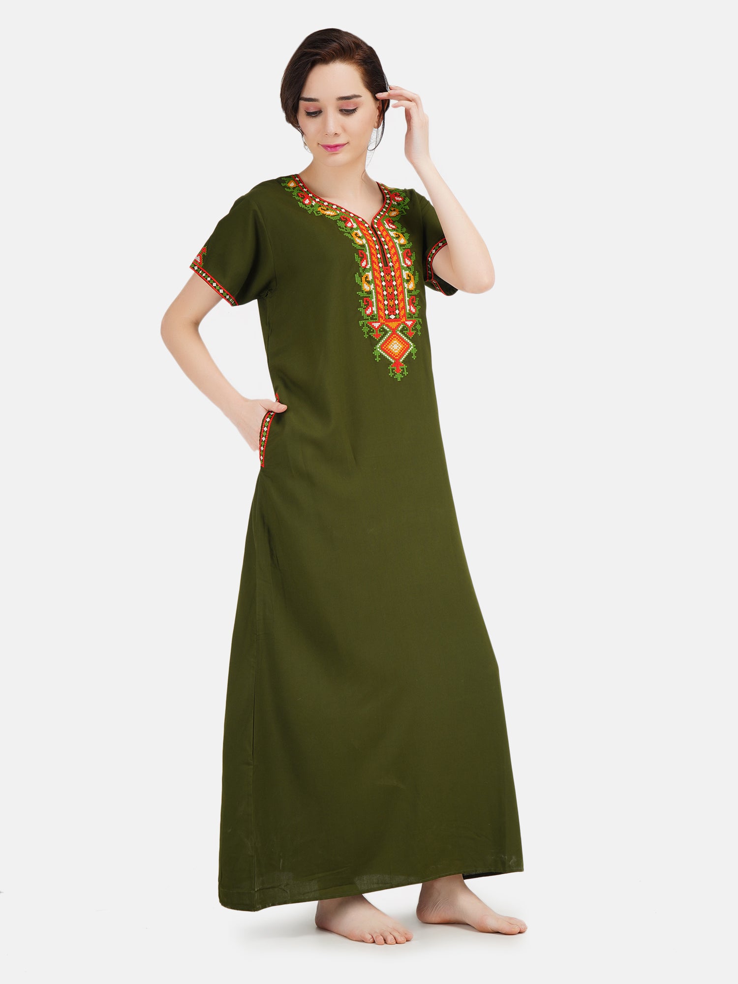 Crosswork Embroidered  Nightgown