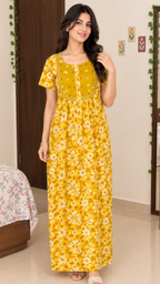 Floral Embroidered Cotton Nighty