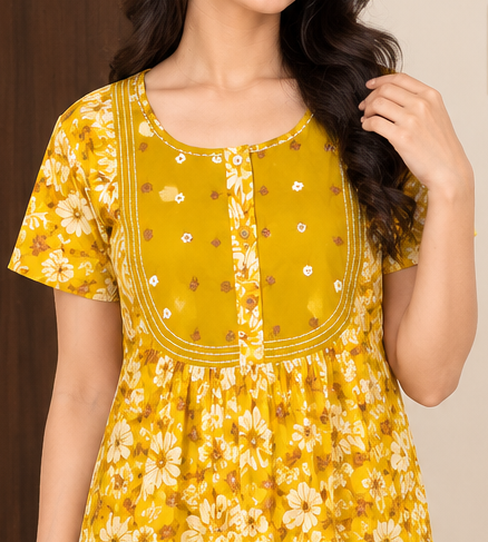 Floral Embroidered Cotton Nighty