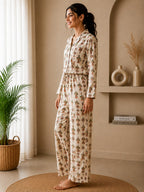 Women’s Printed Cotton Lounge Set with Matching Bag