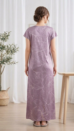 Italian Satin V-Neck Printed Nightgown