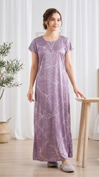 Italian Satin V-Neck Printed Nightgown