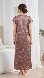 Italian Satin V-Neck Printed Nightgown