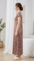 Italian Satin V-Neck Printed Nightgown