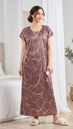 Italian Satin V-Neck Printed Nightgown