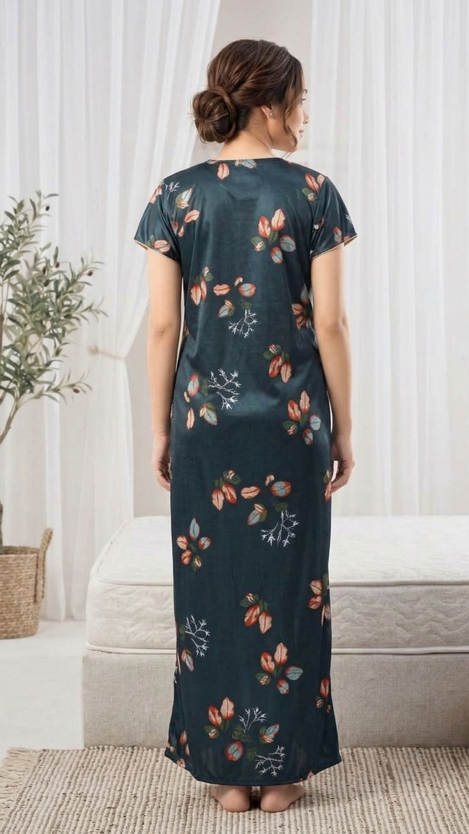 Itanlian Satin Leafprint Nightgown