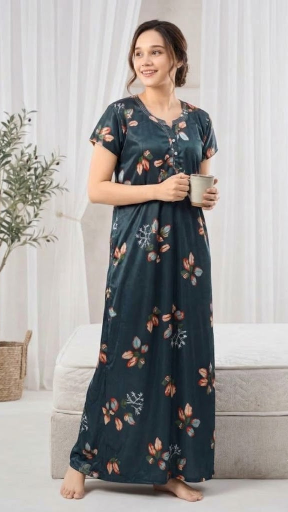 Itanlian Satin Leafprint Nightgown