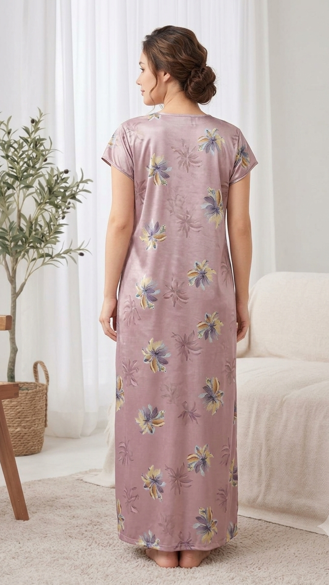 Itanlian Satin Floweprint Nightgown