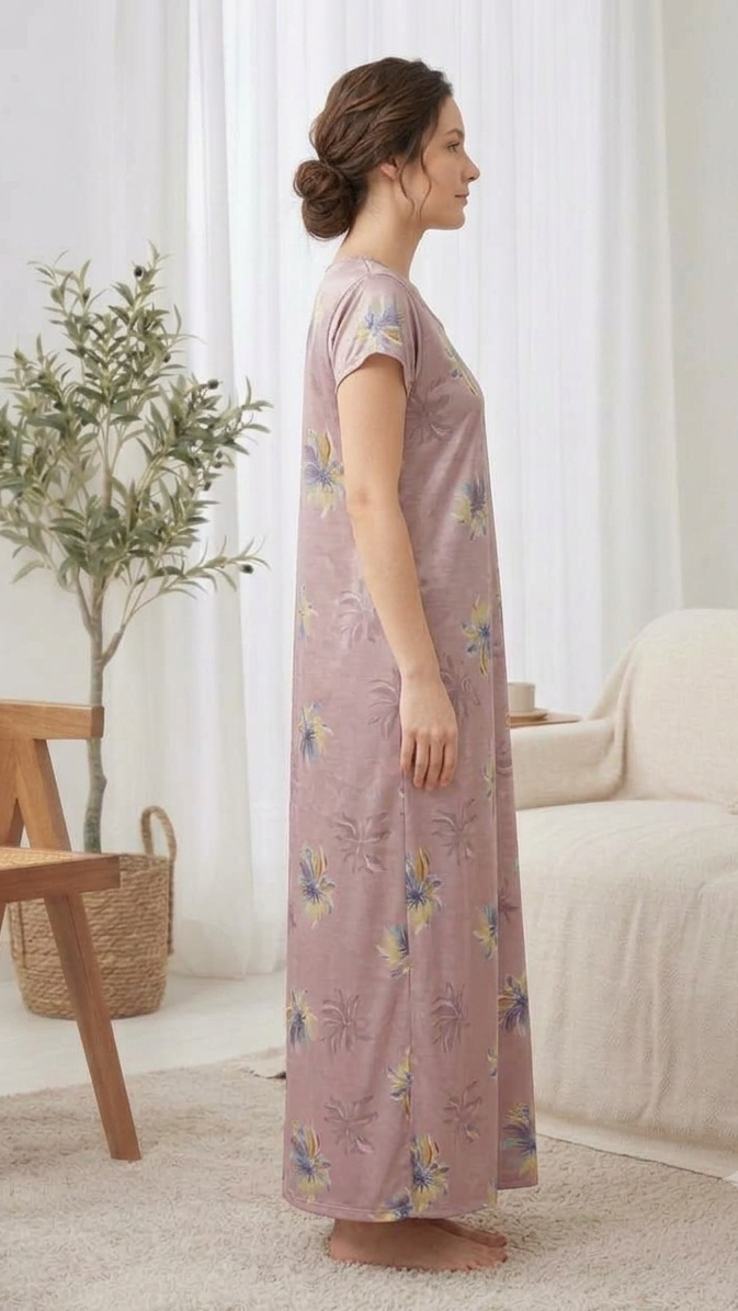 Itanlian Satin Floweprint Nightgown