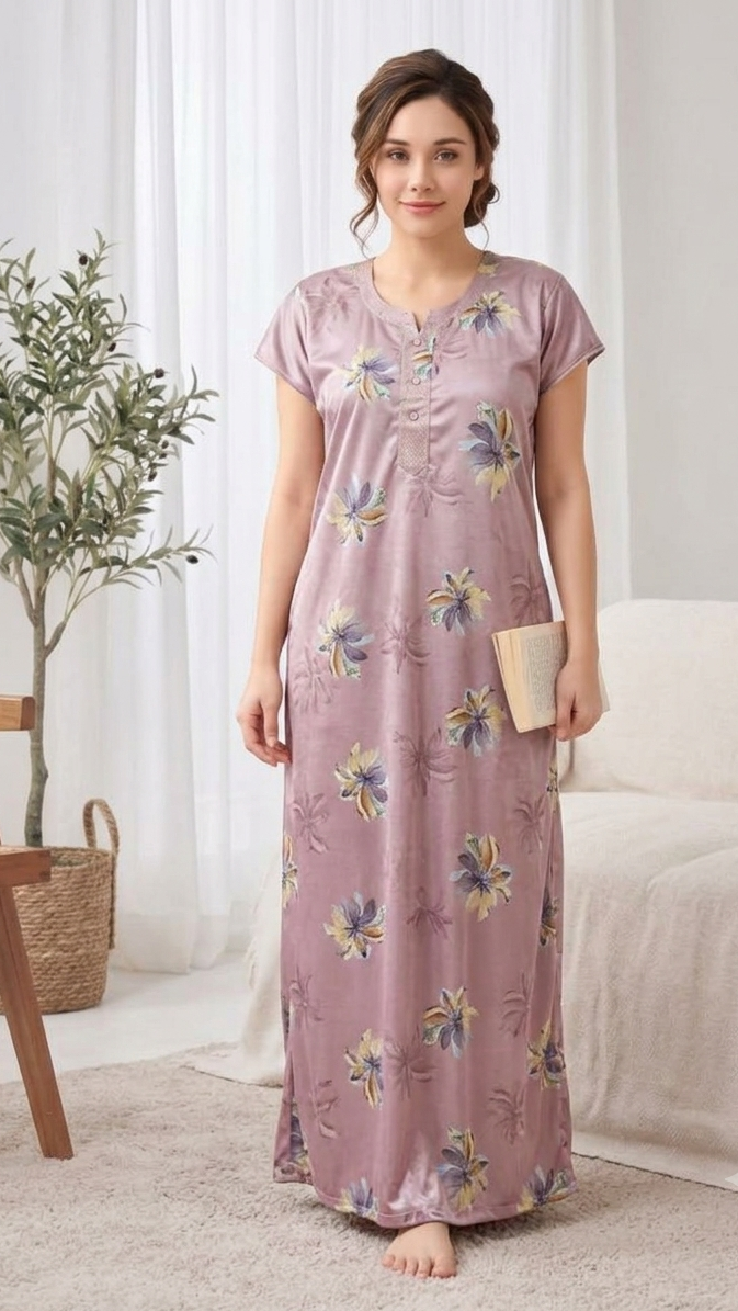 Itanlian Satin Floweprint Nightgown