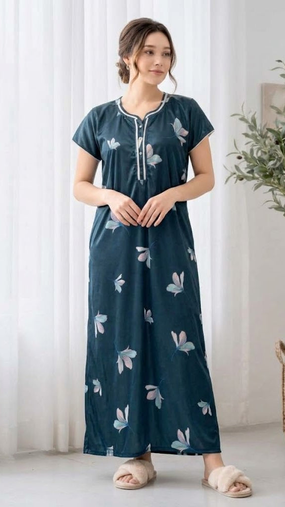Royal Peacock italian Satin Gown Main image