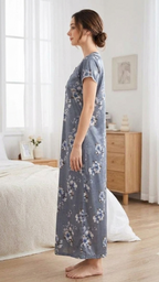 Midnight Bloom Italian Satin Maxi Nighty