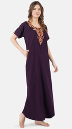 Cream Embroidery Night Gown