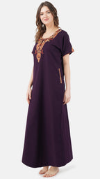 Cream Embroidery Night Gown