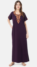 Cream Embroidery Night Gown