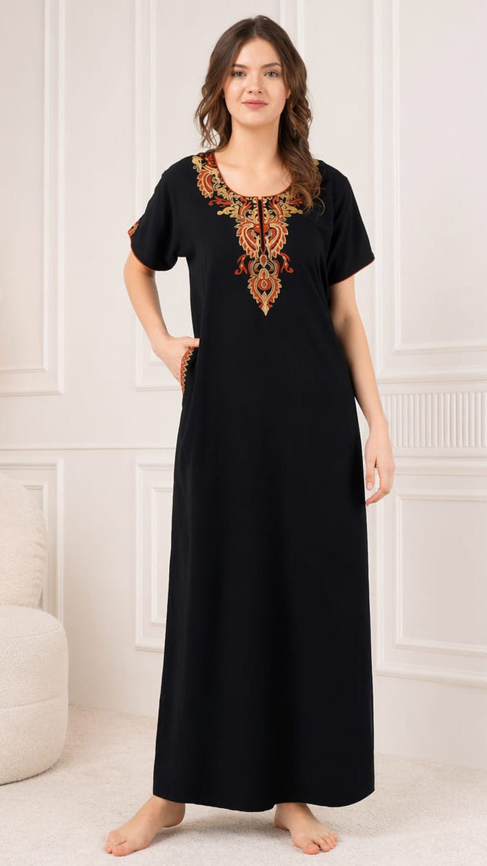 Cream Embroidery Night Gown Main image