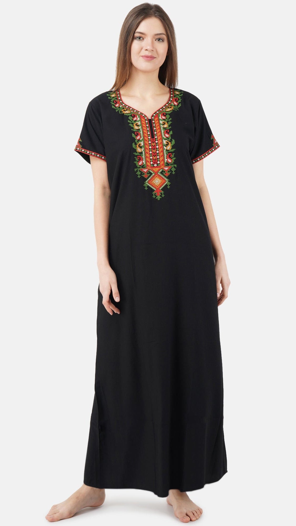 Crosswork Embroidered  Nightgown