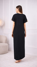 Creme Floral Embroidered  Nightgown
