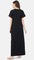 V-shaped Embroidery Night Gown