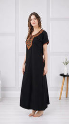V-shaped Embroidery Night Gown
