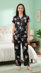 Premium Italian Satin Floral Night Suit for Women