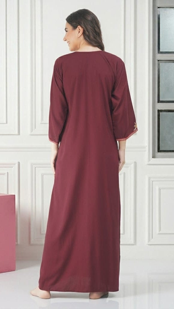 Nine Flowers Embroidery Night Gown