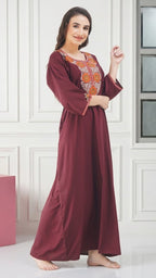 Nine Flowers Embroidery Night Gown