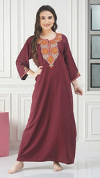 Nine Flowers Embroidery Night Gown